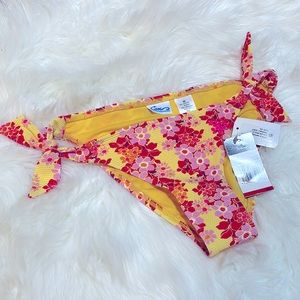 NWT yellow pink red orange cherry blossom bunny tie bikini bottoms new XS OR S